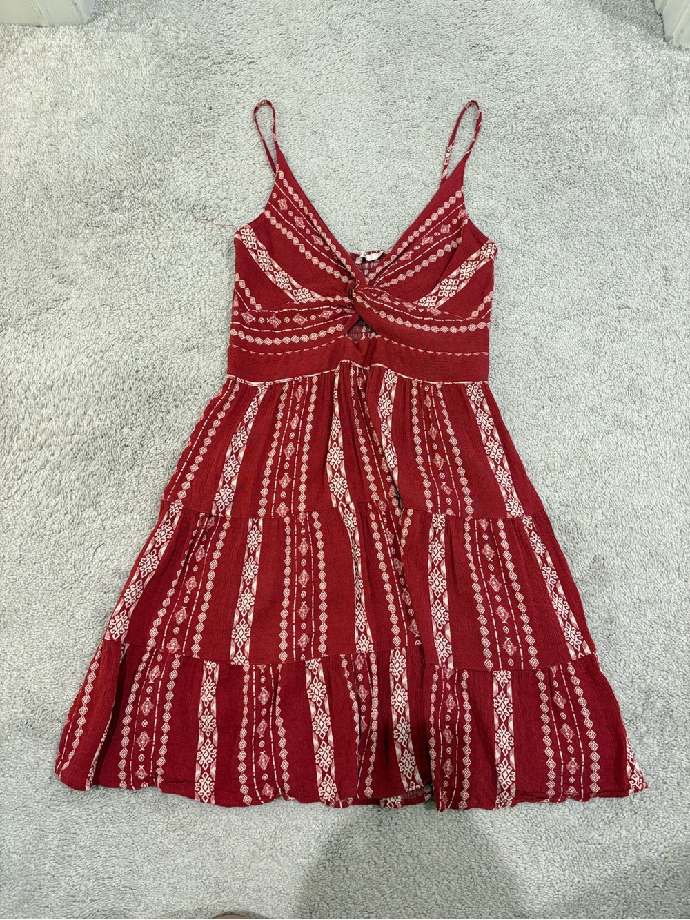 Red and White Pattern Small Mini Dress